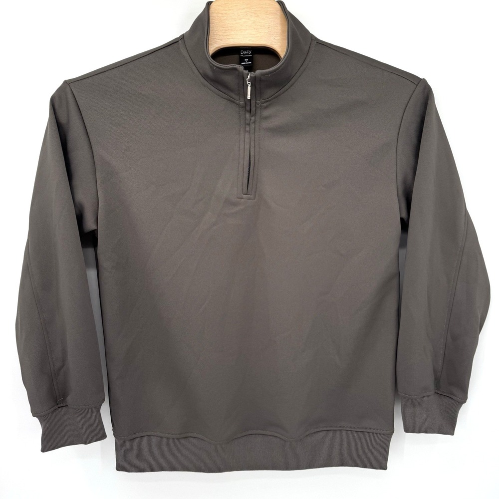 Dazy Pullover Men L Brown Quarter Zip Mock Neck Ribbed Cuffs sm230724477815